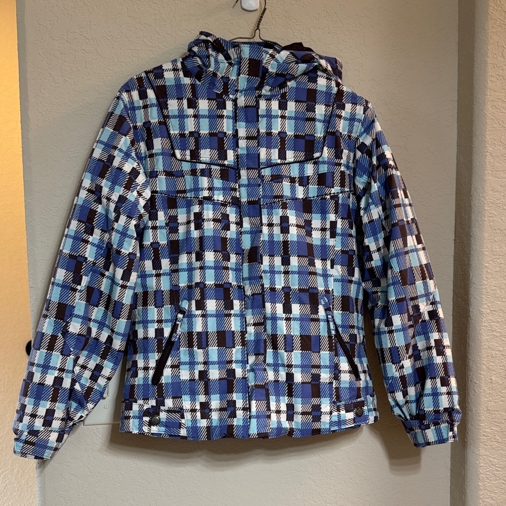 Columbia Girls Winter Ski/Snowboarding Jacket Size 14/16 Brown White Blue